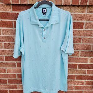 FootJoy FJ Polo Shirt Men's Size XL Mint Green Golf Flag All Over Print